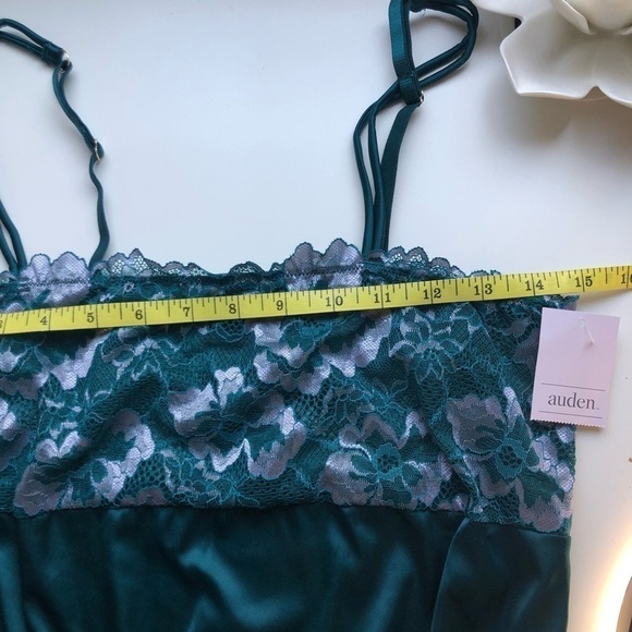 Auden Women's Square Neck Bodysuit Floral Laca Teal Size S - Picture 7 of 16